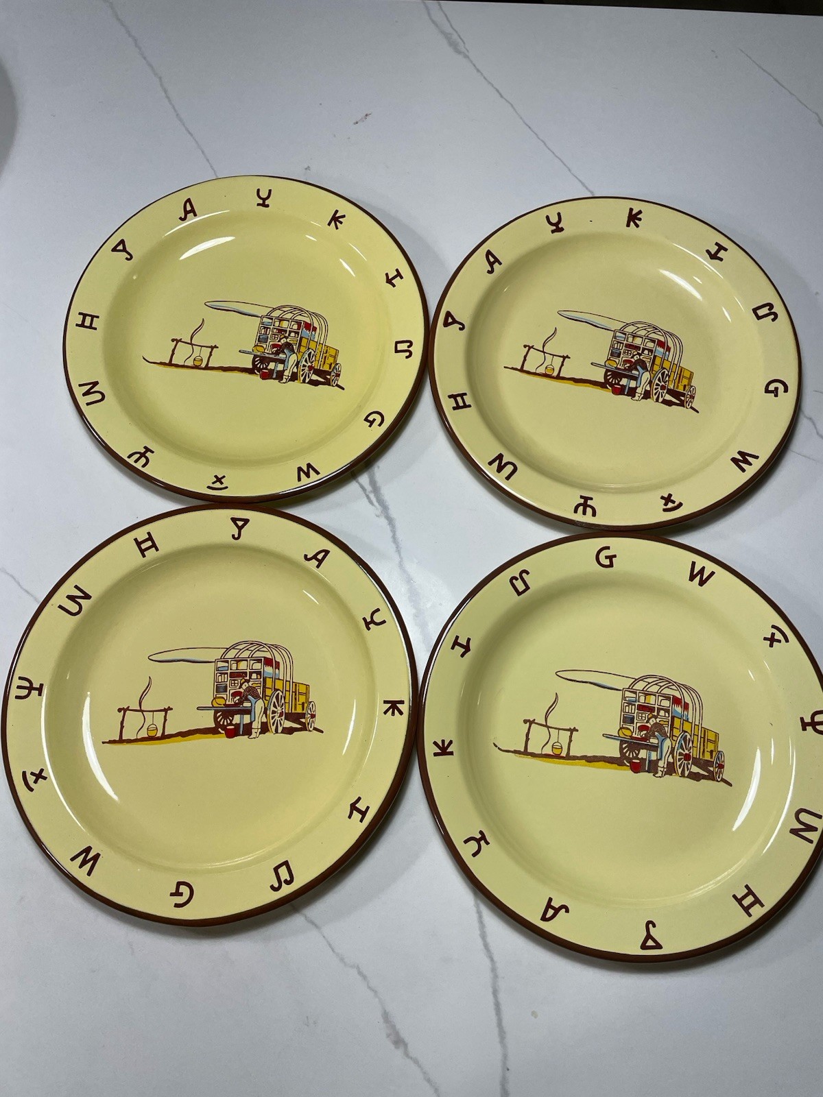 4 Vintage Monterrey Western Wear Dinner Plates Chuckwagon Cowboy 10.25 4 Vintage Monterrey Western Wear Dinner Plates Chuckwagon Cowboy 10.25