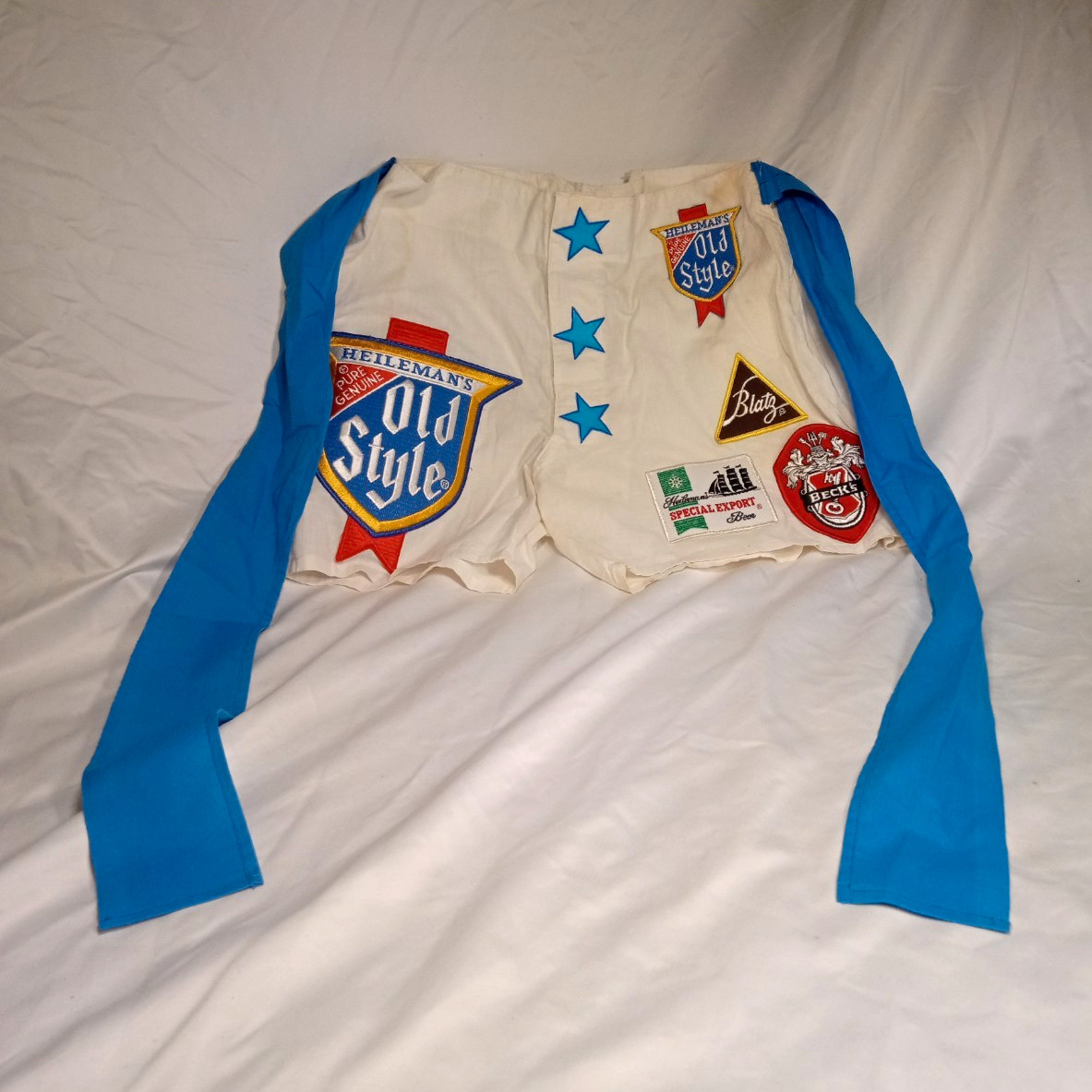 Vintage 70s 80s Beer Patch Shorts Old Style Blatz Becks Novelty Costume Rare 