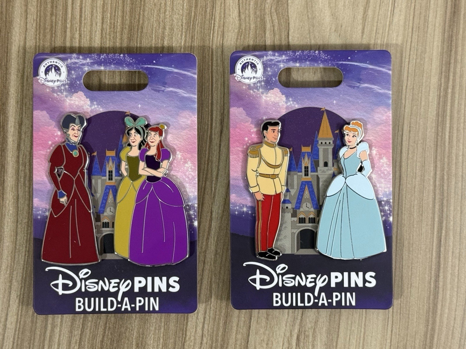 Disney Parks Trading Pins Build-A-Pin Cinderella Charming Ugly Sisters Set Of 2