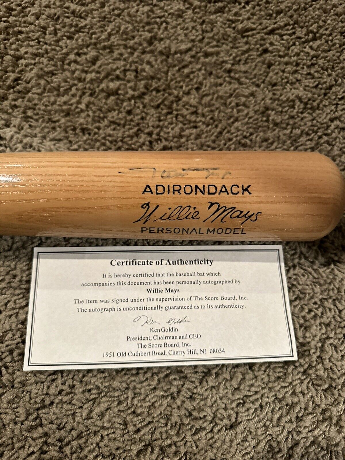 WILLIE MAYS Autograph Adirondack Baseball Bat Signed With COA
