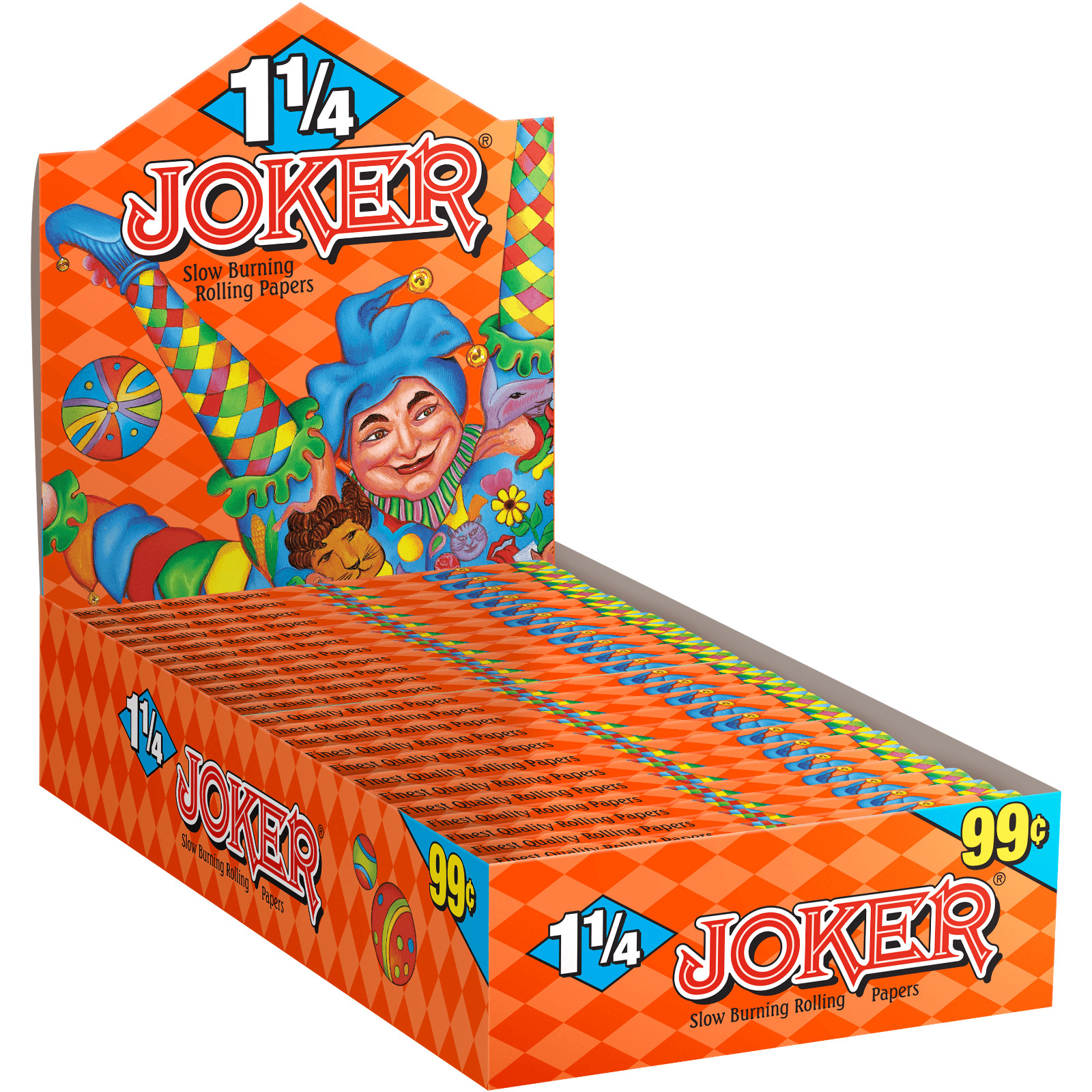 Joker Rolling Paper 1 1/4 Orange Slow Burn 1.25 Cigarette Paper (Box of 24)