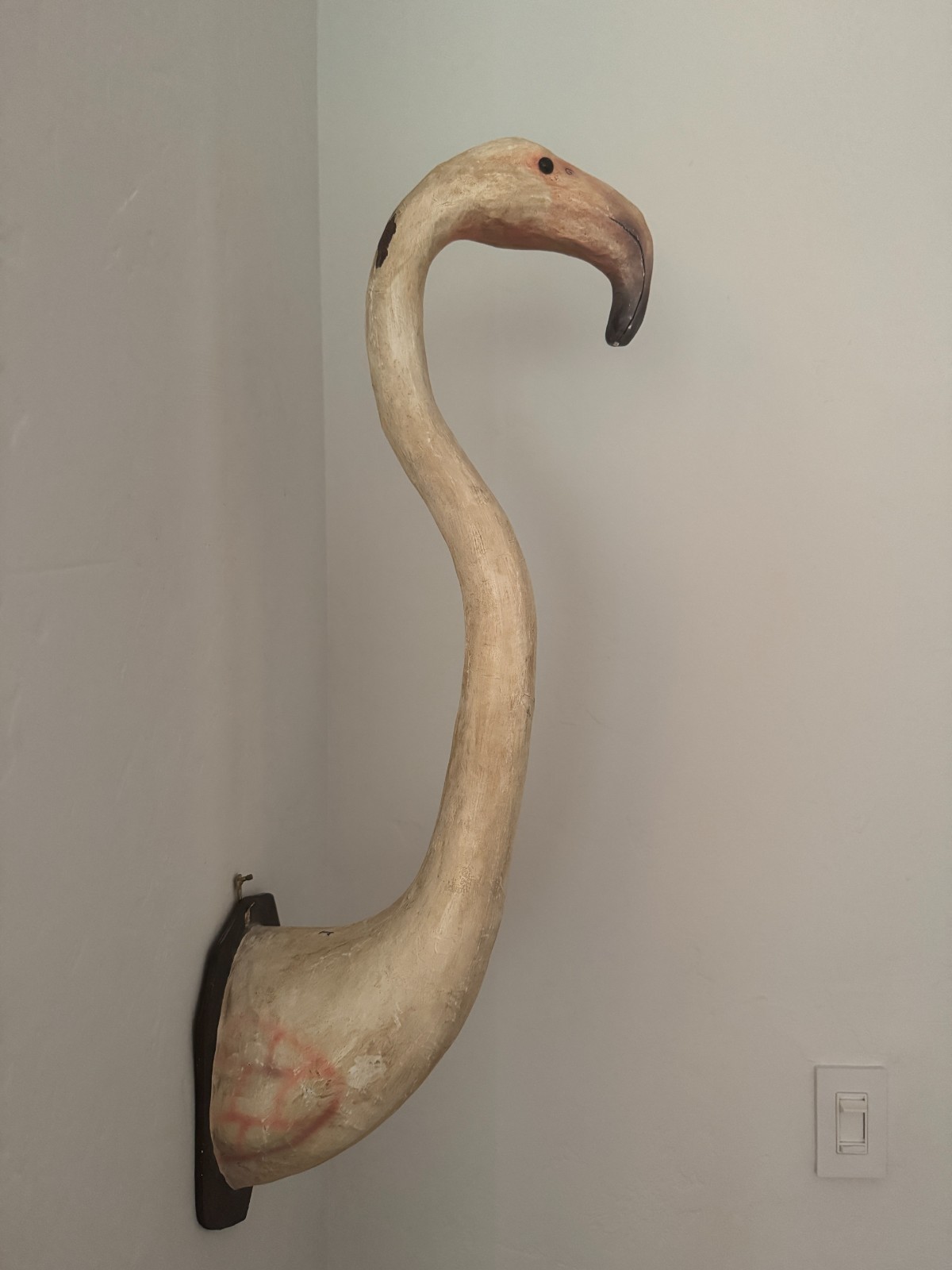 Vintage Pink White Paper mâché Flamingo Vintage Pink White Paper mâché Flamingo