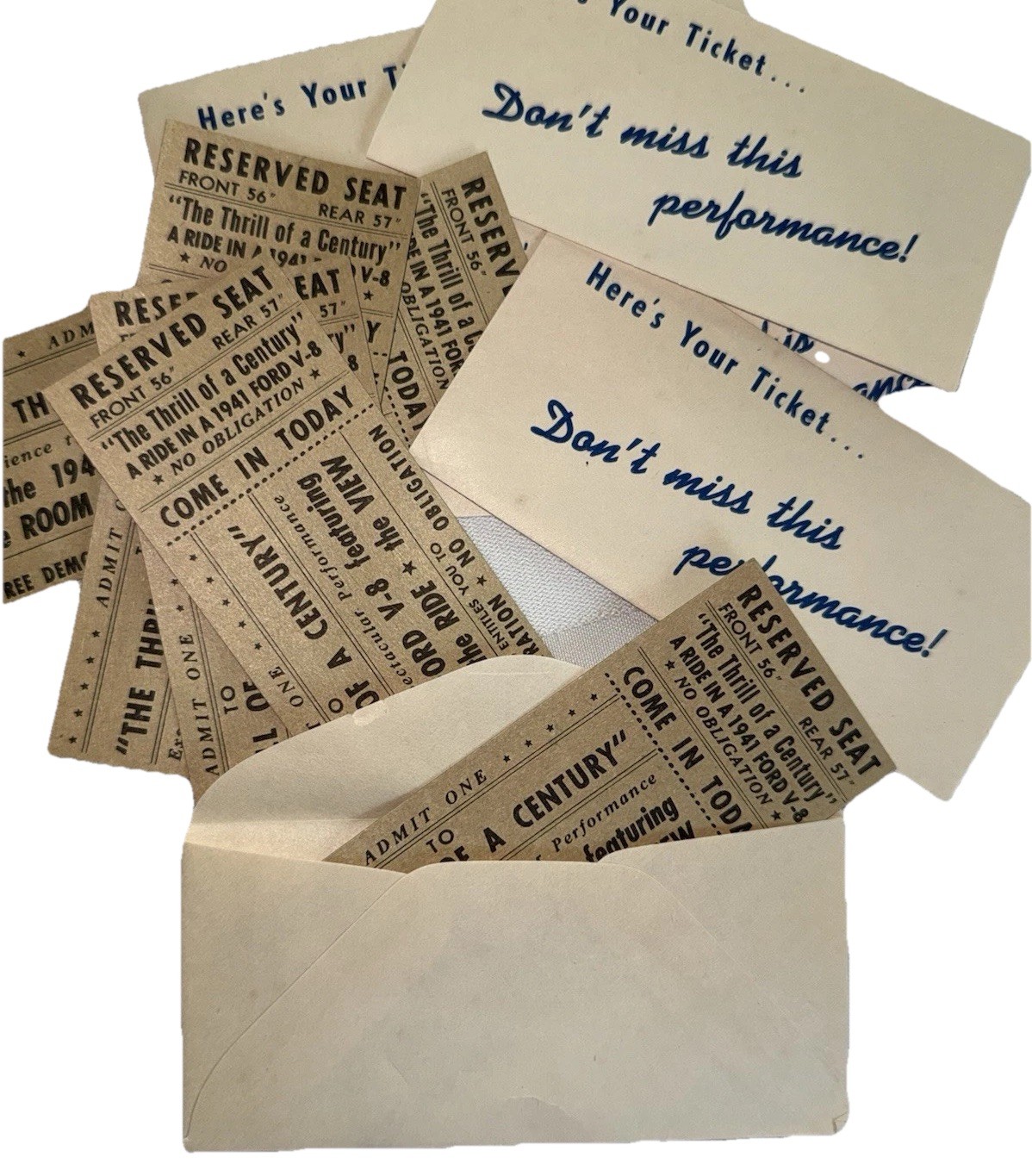 Vtg 1941 Ford V-8 Dealership Demo Ride Promo Tickets Advertisement Event 5 Sets Vtg 1941 Ford V-8 Dealership Demo Ride Promo Tickets Advertisement Event 5 Sets