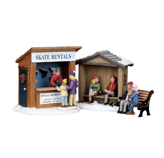 Lemax Skate Rentals Set Of 3-Holiday Village Winter Carnival -Pond Accent Lemax Skate Rentals Set Of 3-Holiday Village Winter Carnival -Pond Accent
