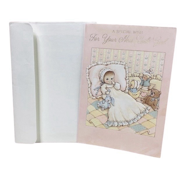 New Baby Announcement Vtg Congrats Newborn Girl Ambassador Card & Envelope New Baby Announcement Vtg Congrats Newborn Girl Ambassador Card & Envelope