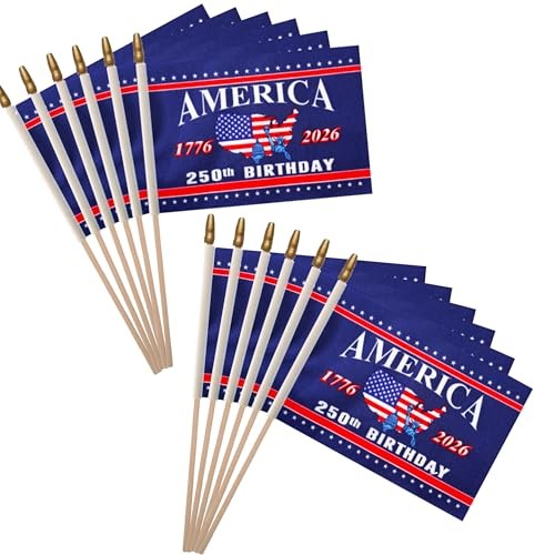 12 Pcs 250th Anniversary USA Flag - Small Mini 250 Years Flags