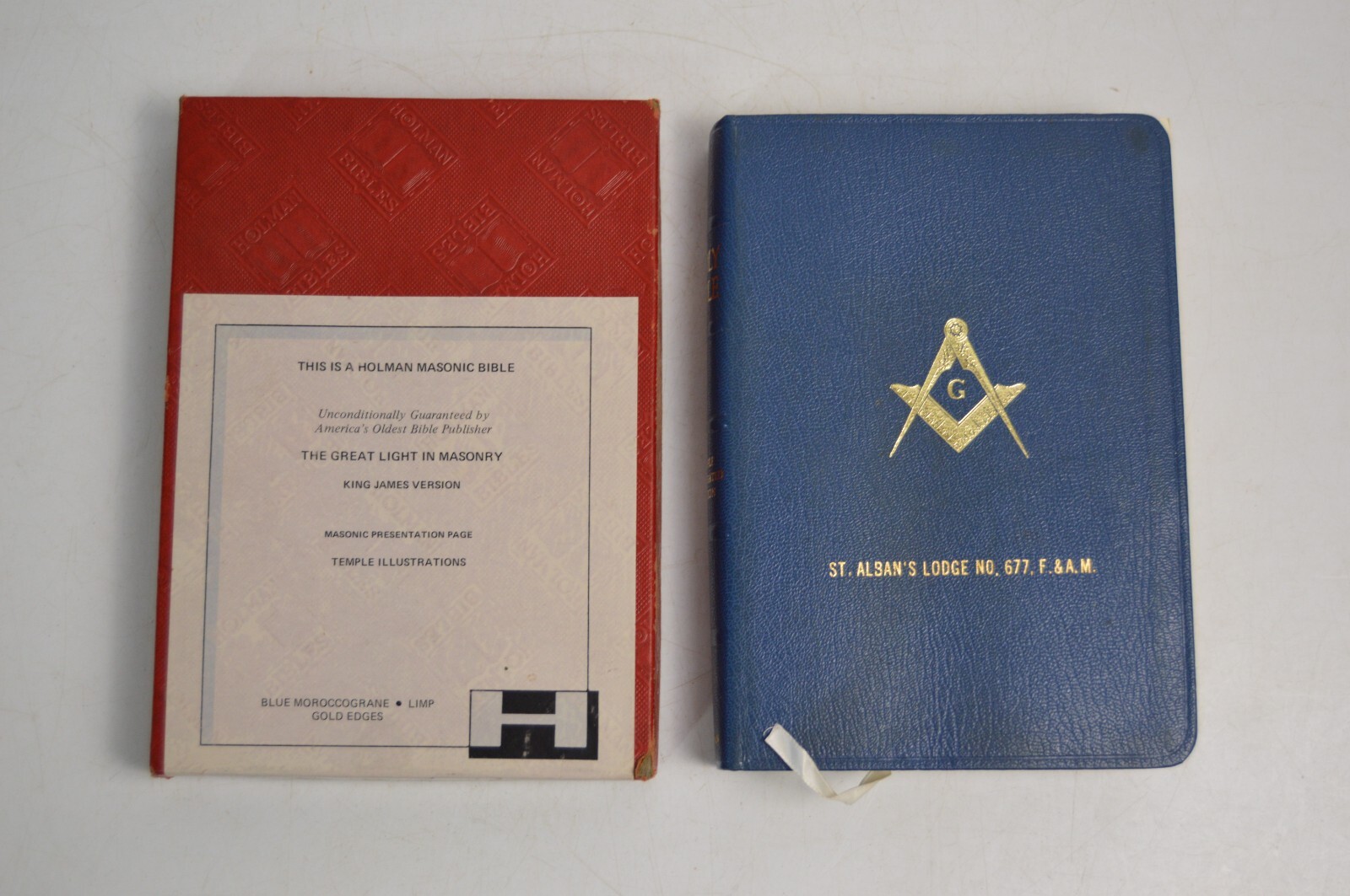 Vintage Holman Masonic Bible Freemason Temple Illustrations St Alban's Lodge 677 Vintage Holman Masonic Bible Freemason Temple Illustrations St Alban's Lodge 677
