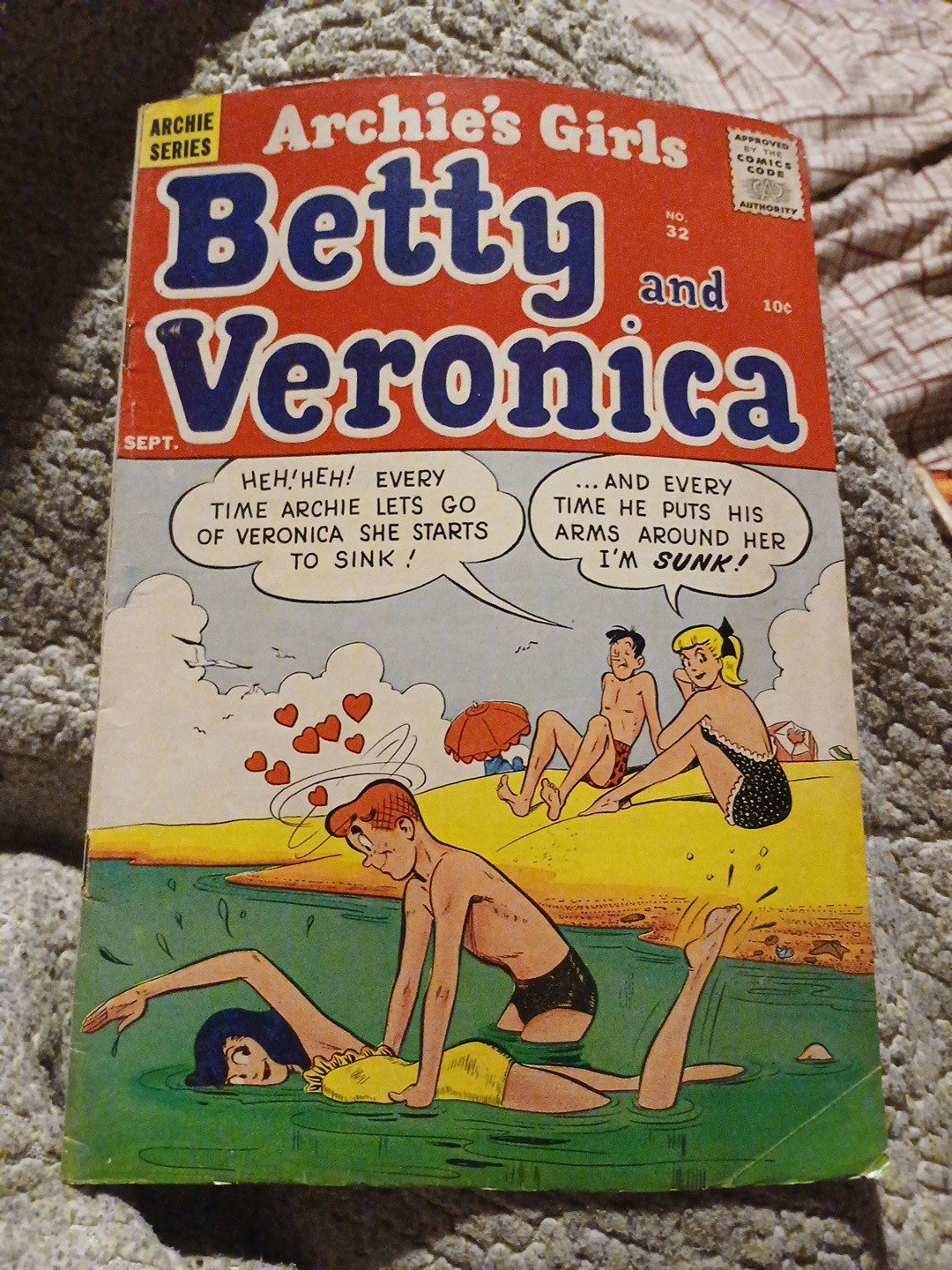 Archie\'s Girls Betty and Veronica #32 Archie Comics 1957 Bathing Suit Cover Archie\'s Girls Betty and Veronica #32 Archie Comics 1957 Bathing Suit Cover