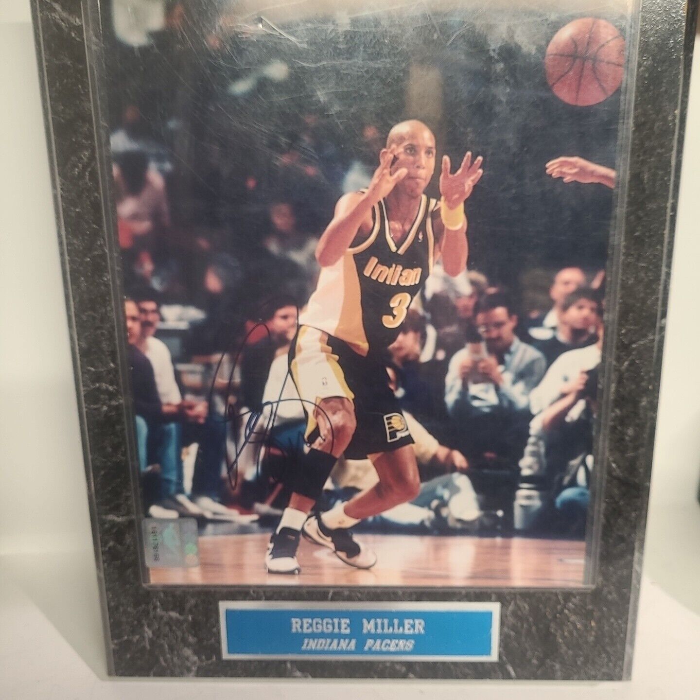 Signed Reggie Miller Picture. Has NBA Official 3d Seal On The Bottom Corner 