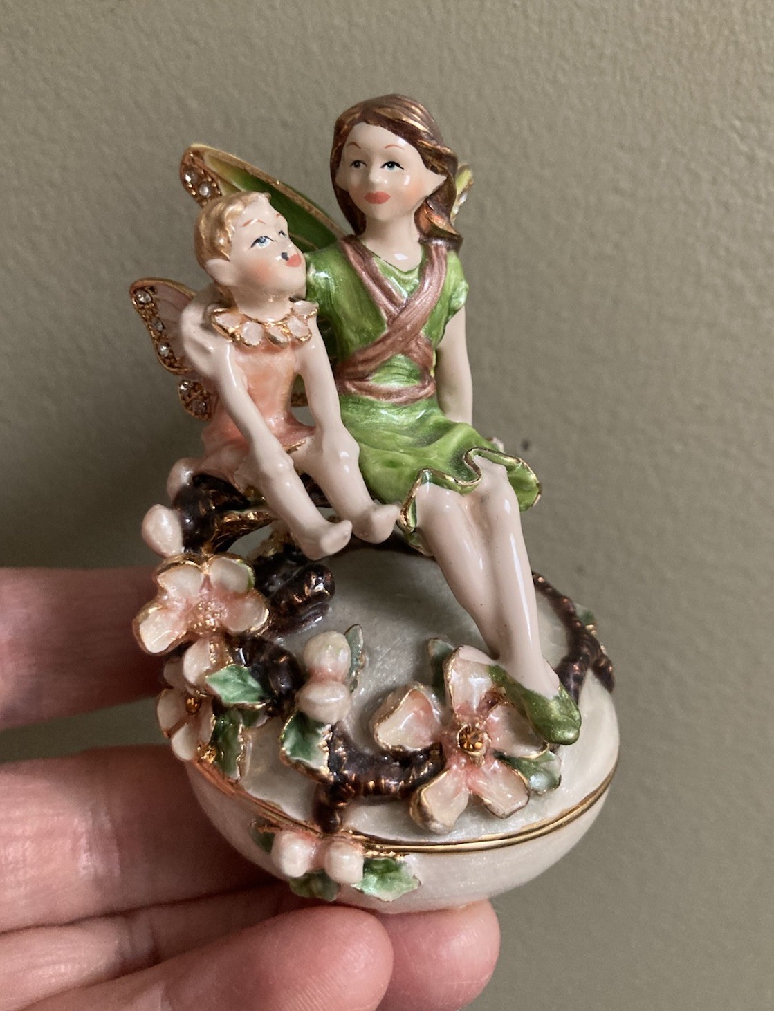 vintage Kingspoint Design fairy trinket box Heavy Enameled Metal Fairy vintage Kingspoint Design fairy trinket box Heavy Enameled Metal Fairy
