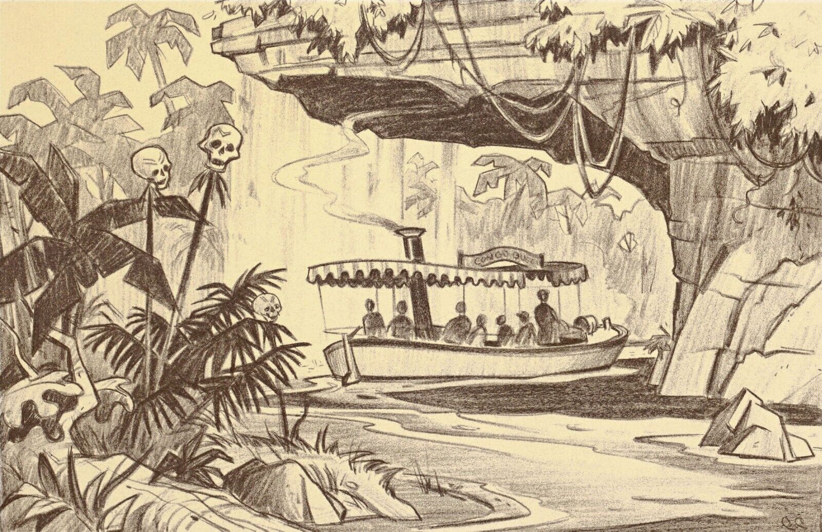 Disney Jungle Cruise Back Side of Water Boat Skipper Concept Sketch Poster Print