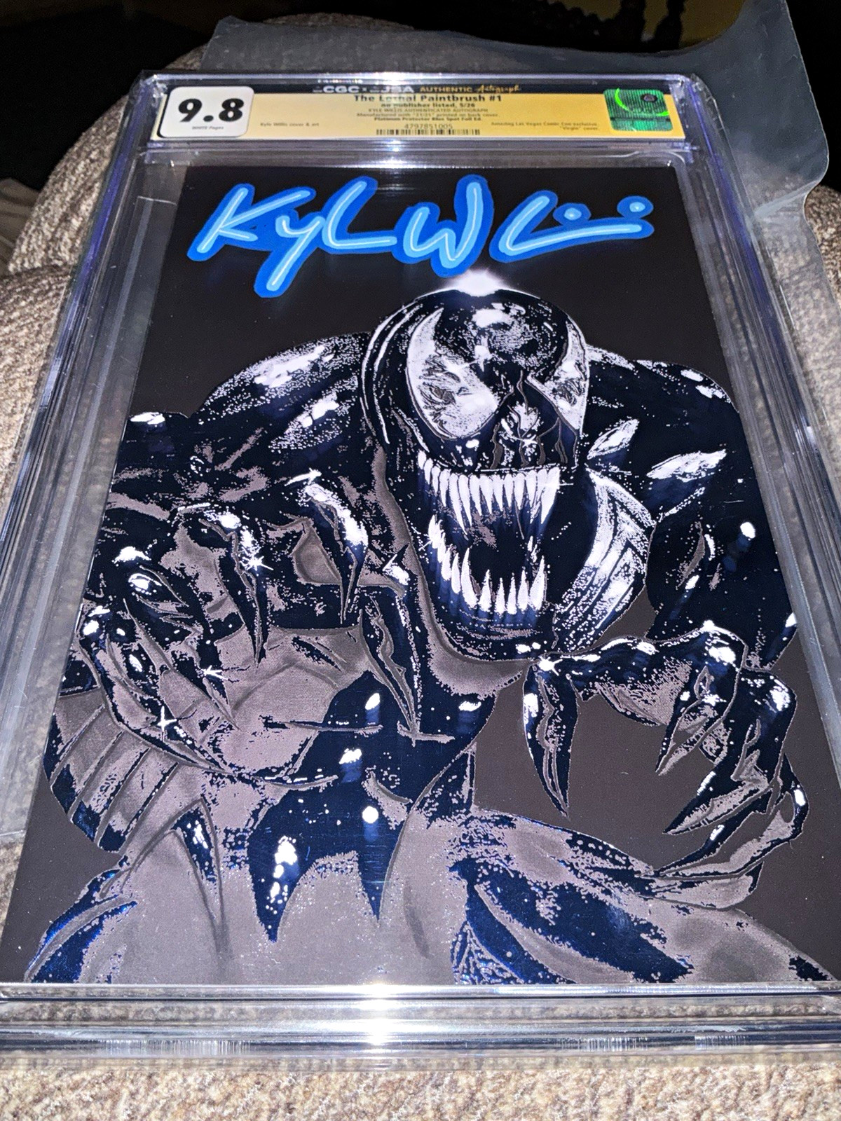 The Lethal Paintbrush #1 BLUE Protector Spot Foil Kyle Willis 21/25 CGC 9.8 🔵💙