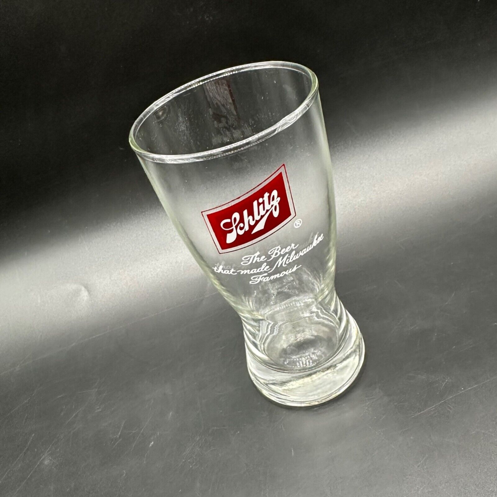 Vintage Schlitz Beer Flat Bottom Glass The One That Made Milwaukee Famous Bar