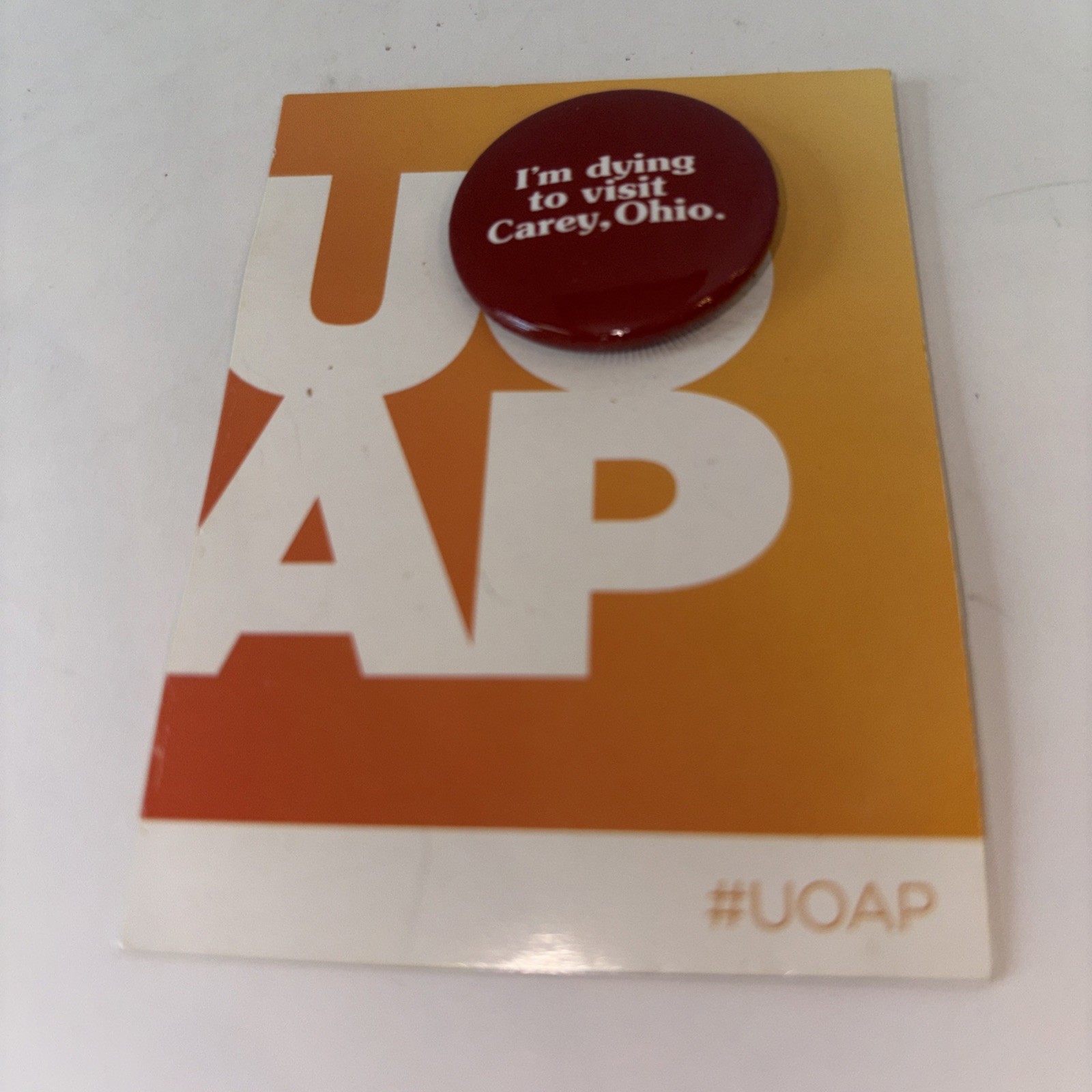 Universal Orlando Passholder I'M DYING TO VISIT CAREY OHIO Button UOAP Pin HHN