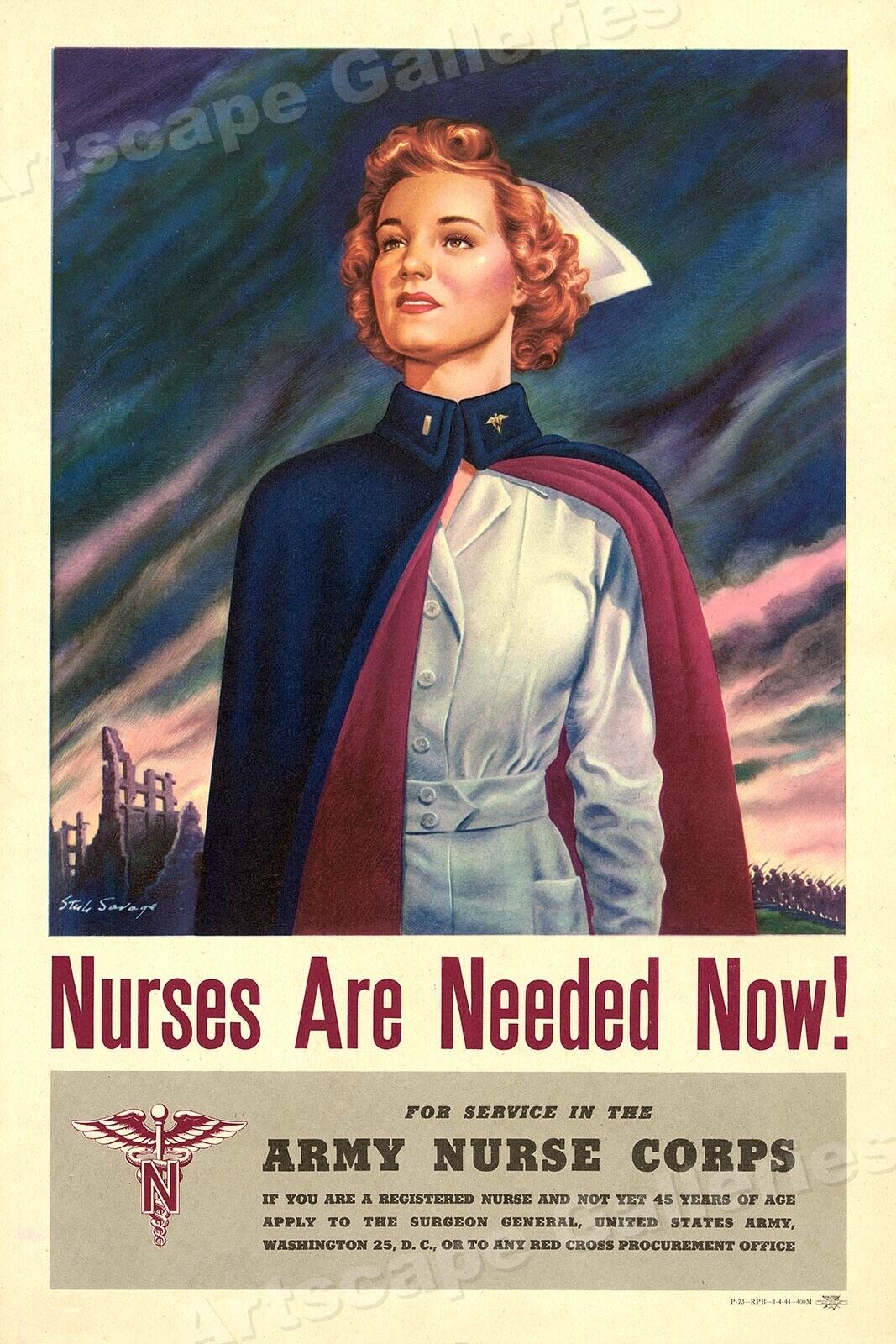 Nurses are Needed Now 1940s Vintage Style WW2 Medical Corps Poster - 20x30