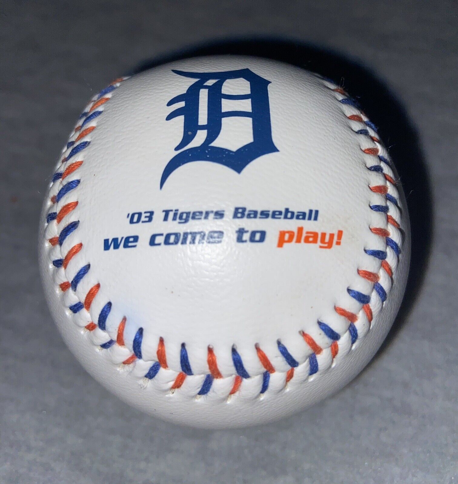 2003 Tigers We Come To Play Commemorative Ball Kroger Blue And Orange Laces