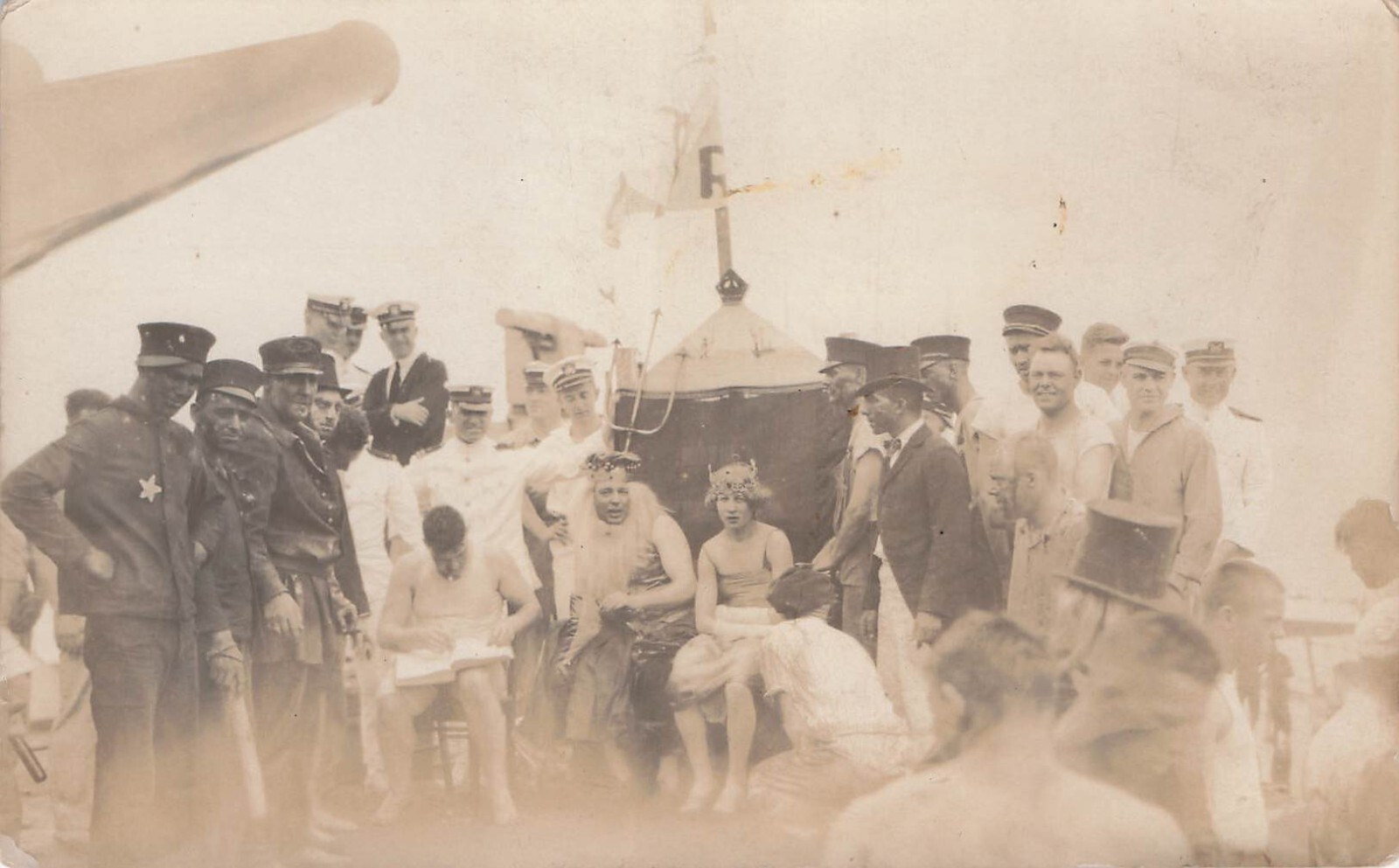 RPPC USS Arizona Equator Cross the Line Navy Sailors Ceremony Photo Postcard F62