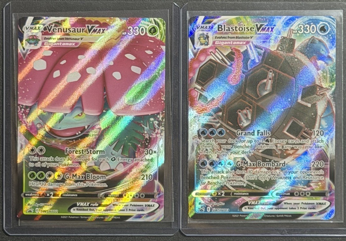 Venusaur & Blastoise VMAX SWSH102 SWSH103 Promo Pokémon Card Lot NM / Mint Venusaur & Blastoise VMAX SWSH102 SWSH103 Promo Pokémon Card Lot NM / Mint