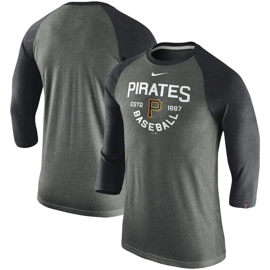 Pittsburgh Pirates Men\'s Nike Tri-Blend Raglan 3/4 Sleeve Tee - 