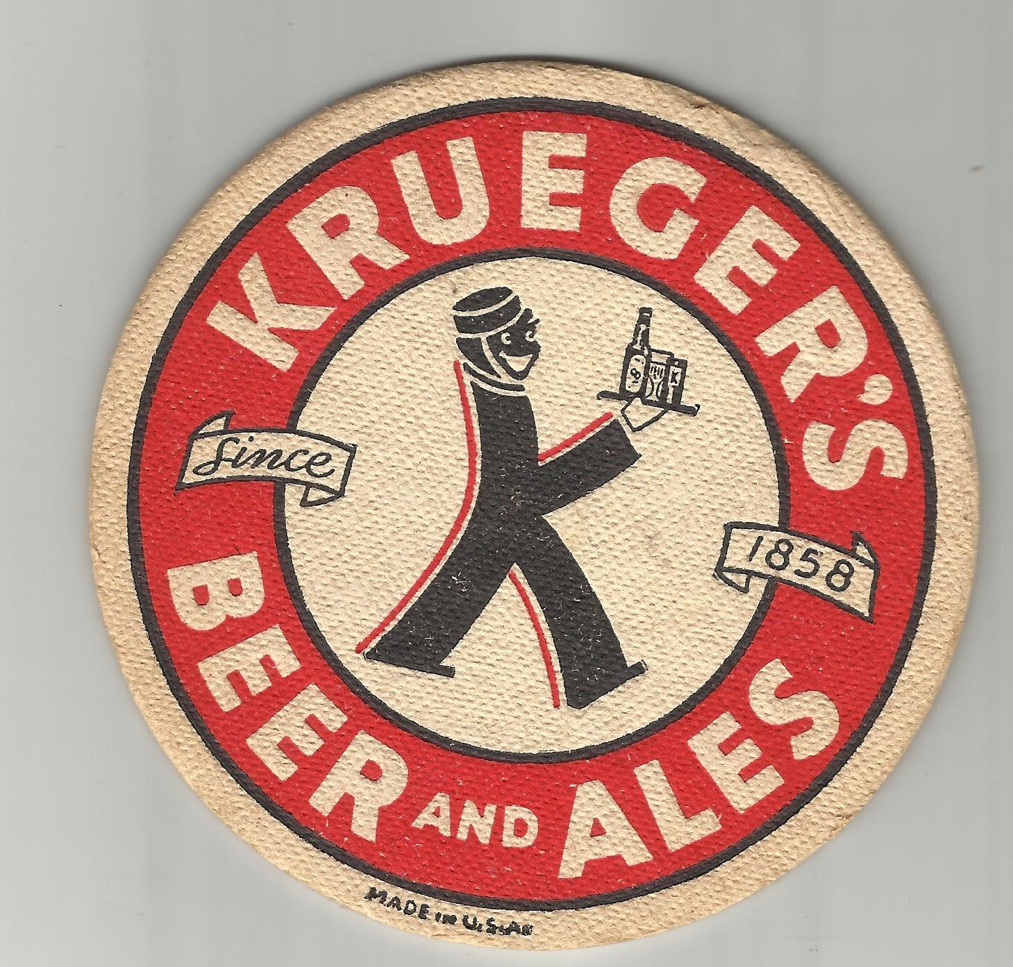 1940\'s Krueger beer coaster beer and ales - krueger of Newark, NJ Since 1858 #2 1940\'s Krueger beer coaster beer and ales - krueger of Newark, NJ Since 1858 #2