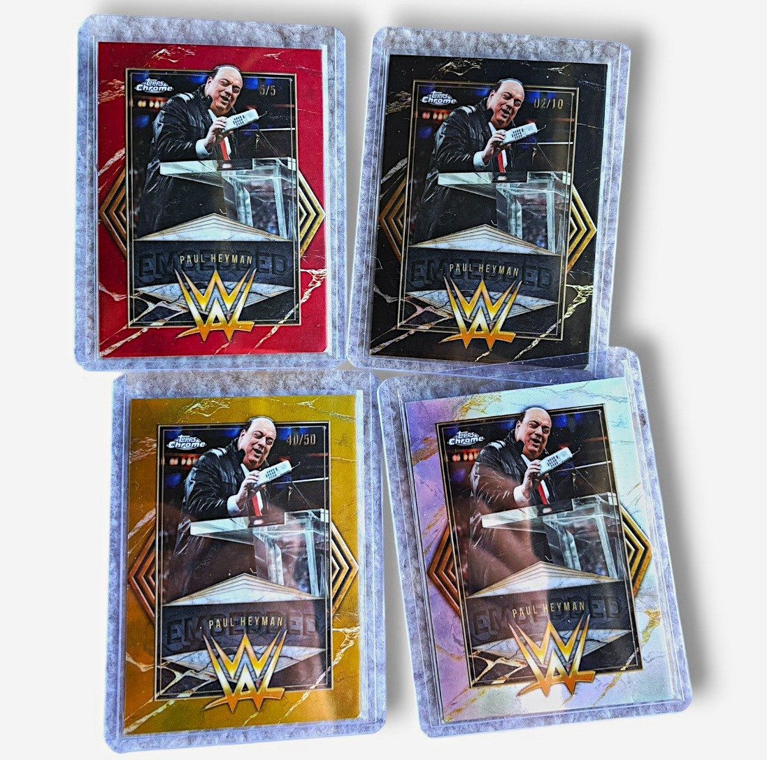 2025/26 Topps Chrome WWE Paul Heyman Embedded EMB-9 4 Card Lot (/5,/10,/50,Base) 2025/26 Topps Chrome WWE Paul Heyman Embedded EMB-9 4 Card Lot (/5,/10,/50,Base)