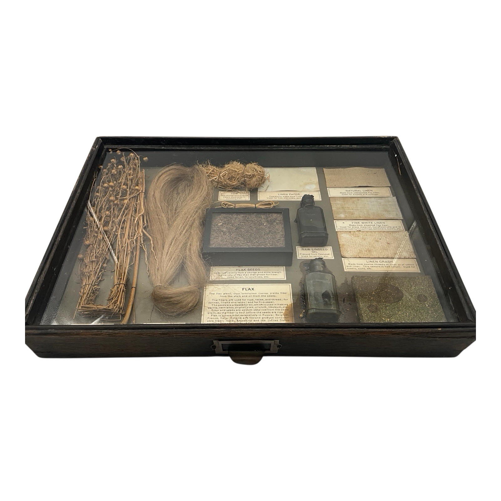 Antique Shadow Box Diorama Drawer FLAX Product Samples Philadelphia Museum Antique Shadow Box Diorama Drawer FLAX Product Samples Philadelphia Museum