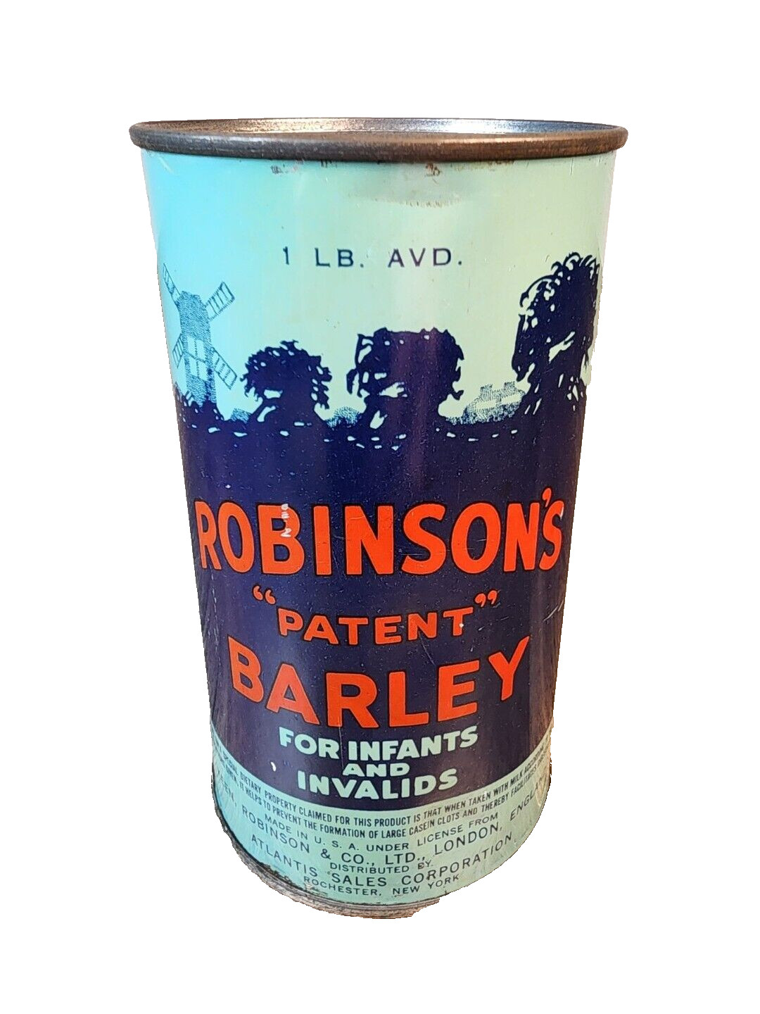Vintage Robinson's Patent Barley For Infants & Invalids 1 Lb Unopened Full Can Vintage Robinson's Patent Barley For Infants & Invalids 1 Lb Unopened Full Can