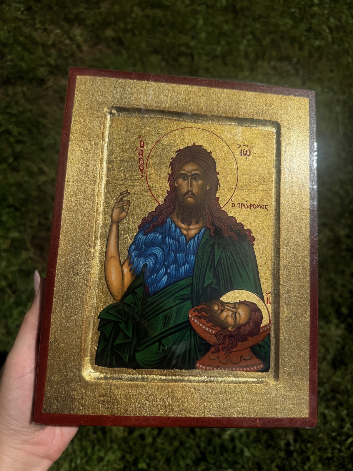 Saint John the Baptist Orthodox Icon Raised Wood 18kt Gold Leaf Saint John the Baptist Orthodox Icon Raised Wood 18kt Gold Leaf