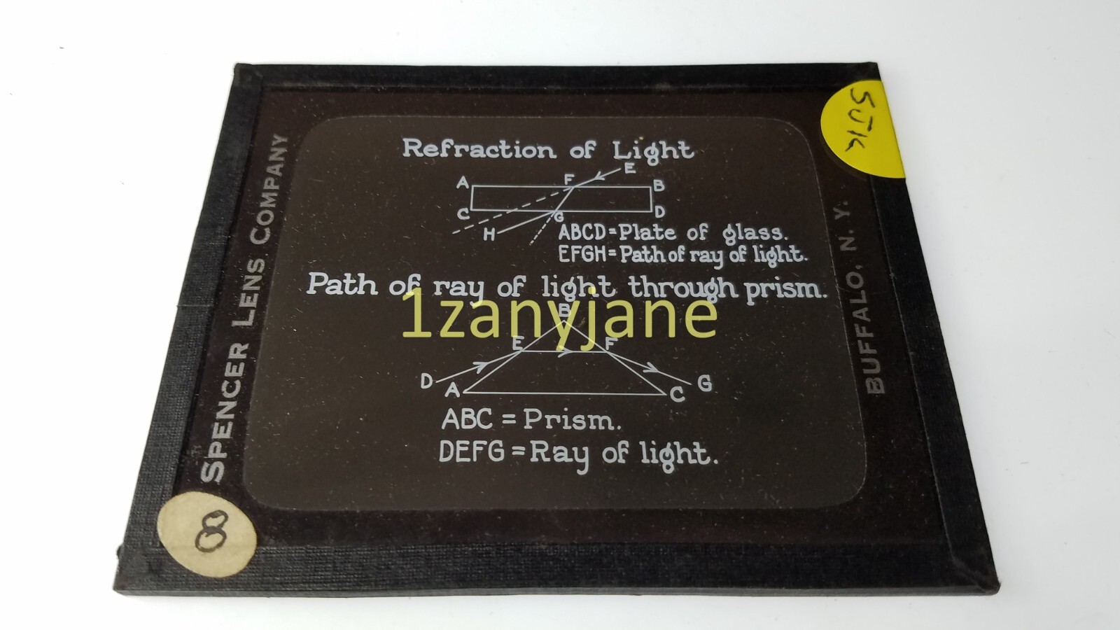 SJK Glass Magic Lantern Slide Photo REFRACTION OF LIGHT SJK Glass Magic Lantern Slide Photo REFRACTION OF LIGHT