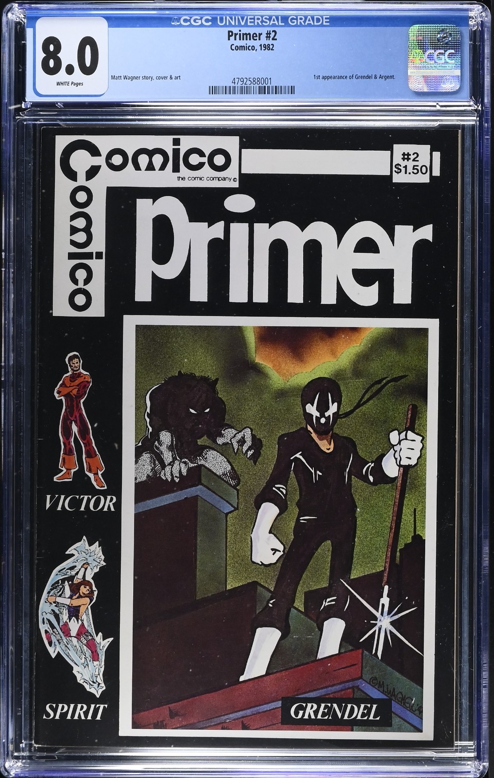 Primer #2 - CGC 8.0 - VF - 1st Grendel - Argent - Matt Wagner - 1982
