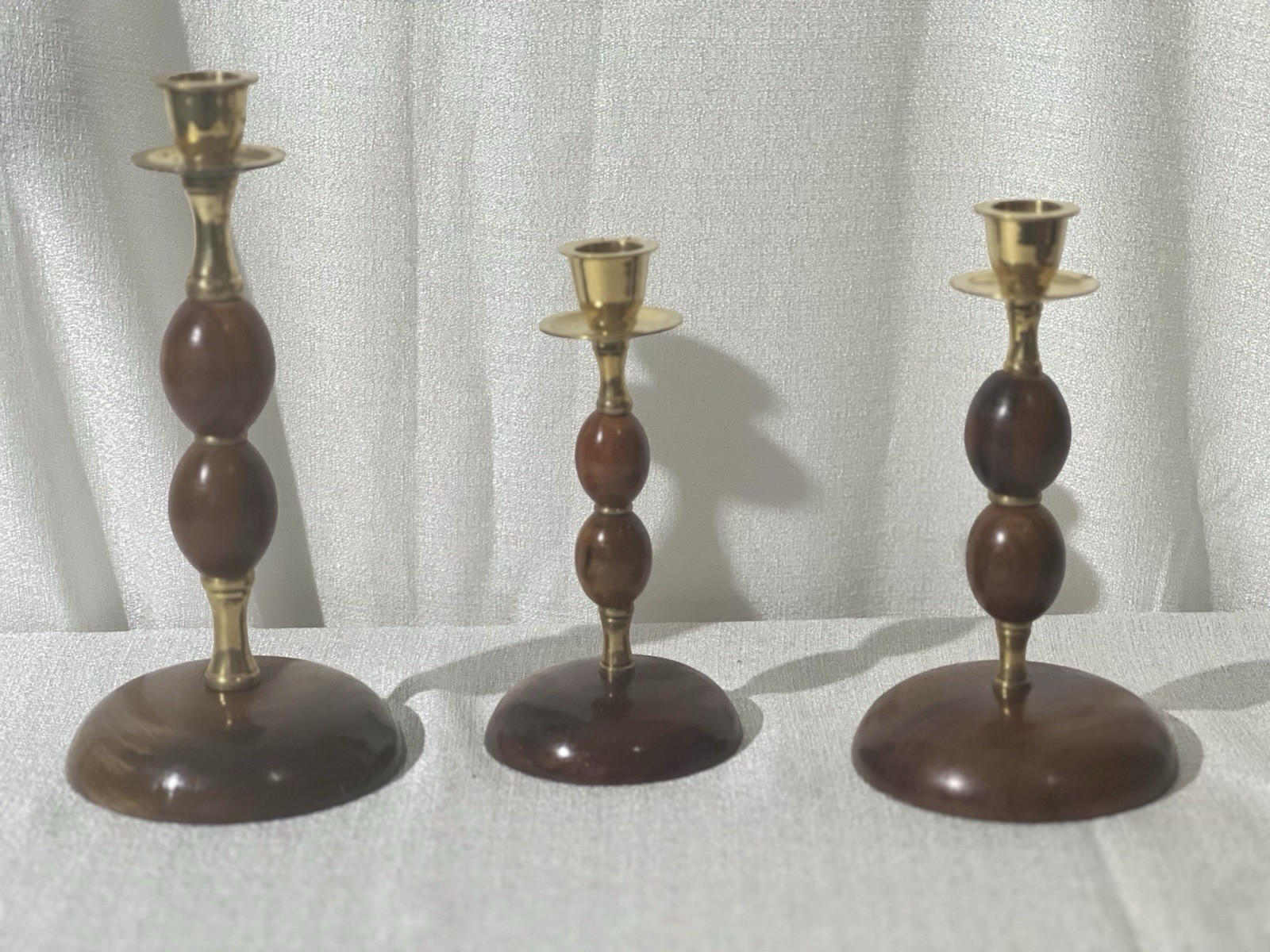 Vintage mid 20th century beautiful wood brass candle sticks made in Italy Vintage mid 20th century beautiful wood brass candle sticks made in Italy
