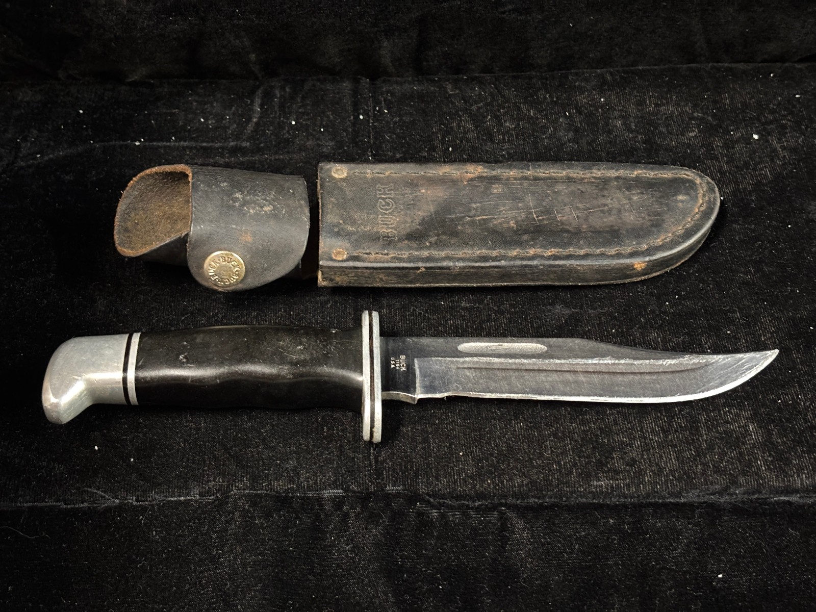 Vtg Buck 119 USA 1991 Fixed Blade Hunting Knife w/ Sheath - READ