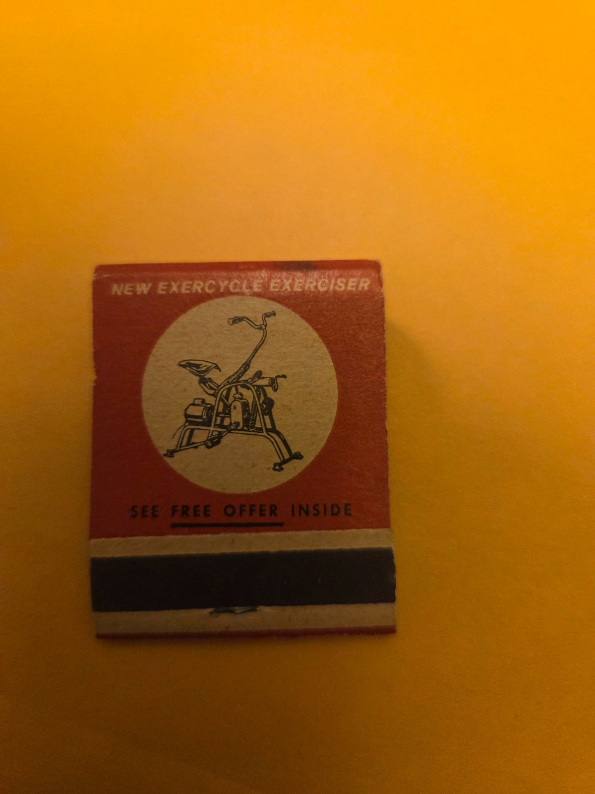 Vintage matchbook: Exercycle exercise machine mail order, Front strike, Unstruck Vintage matchbook: Exercycle exercise machine mail order, Front strike, Unstruck