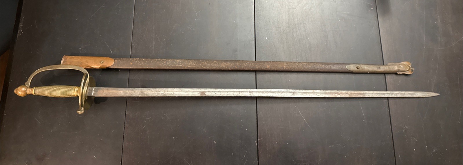 Antique US Civil War Emerson & Silver NCO Sword Scabbard 1862 Trenton NJ