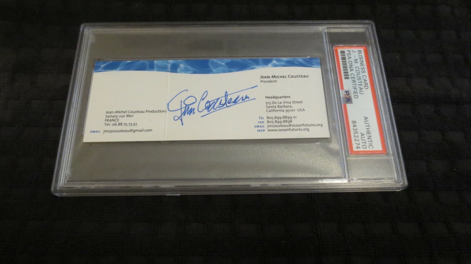 Jean-Michel Cousteau signed autographed psa slabbed business card Jean-Michel Cousteau signed autographed psa slabbed business card