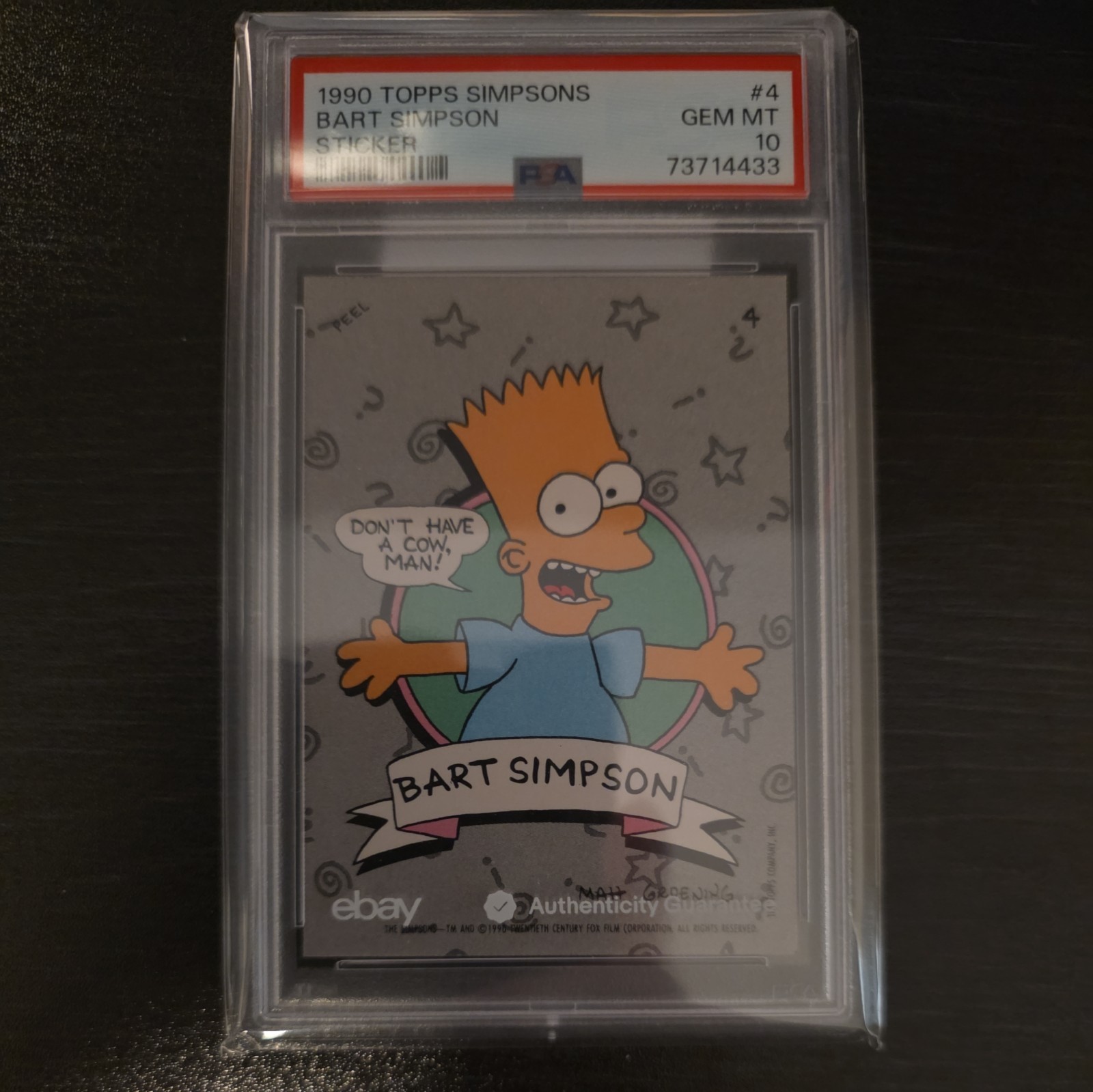 1990 TOPPS SIMPSONS STICKERS #4 BART SIMPSON PSA 10