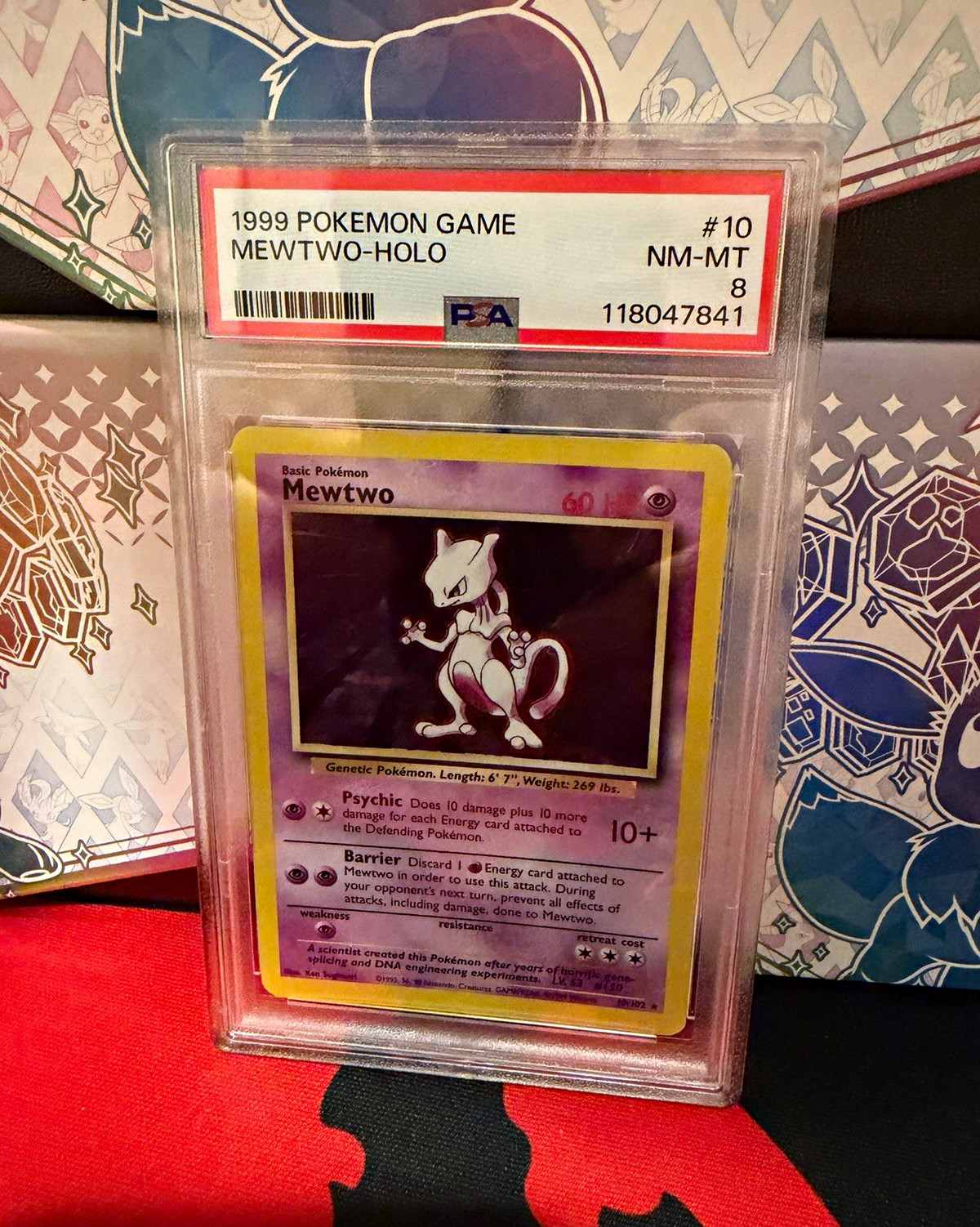 Pokémon 1999 Game Mewtwo Holo Card #10 PSA 8 Cert 118047841 Pokémon 1999 Game Mewtwo Holo Card #10 PSA 8 Cert 118047841
