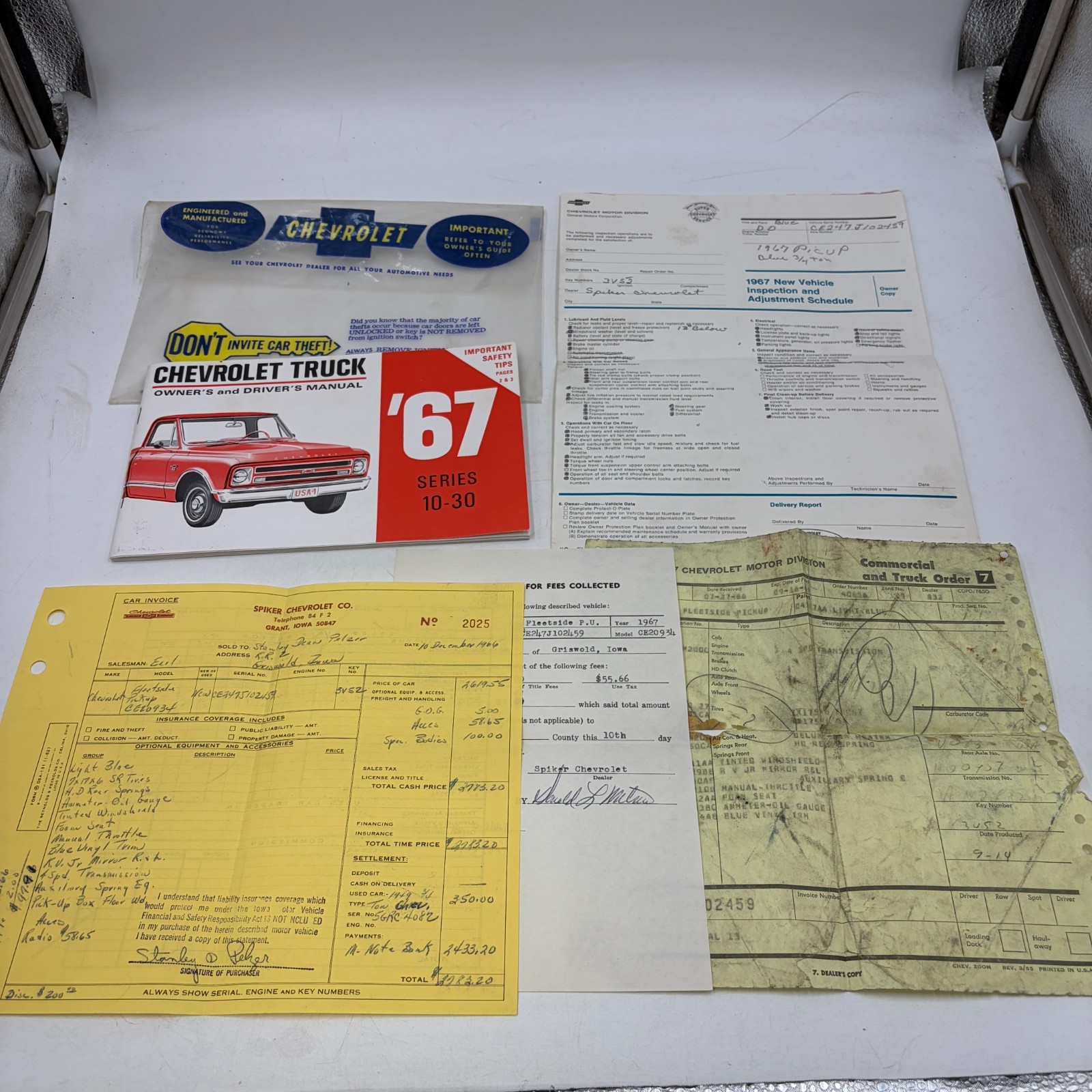 Vintage 1967 Chevrolet Truck Series 10-30 Owner's Manual w Bag & Invoices Papers Vintage 1967 Chevrolet Truck Series 10-30 Owner's Manual w Bag & Invoices Papers