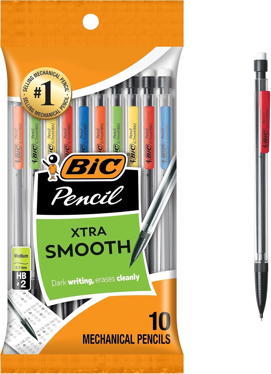 BIC Xtra-Smooth Mechanical Pencils with Erasers 1 Pack of 10 Black Erasers NEW