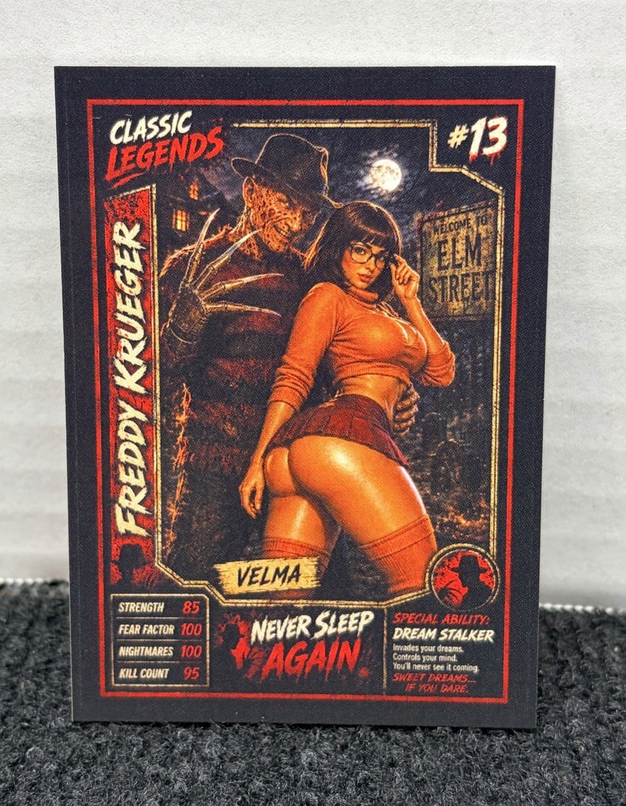 Classic Legends #13 Freddy Krueger Velma Custom Horror Parody Trading Card Classic Legends #13 Freddy Krueger Velma Custom Horror Parody Trading Card