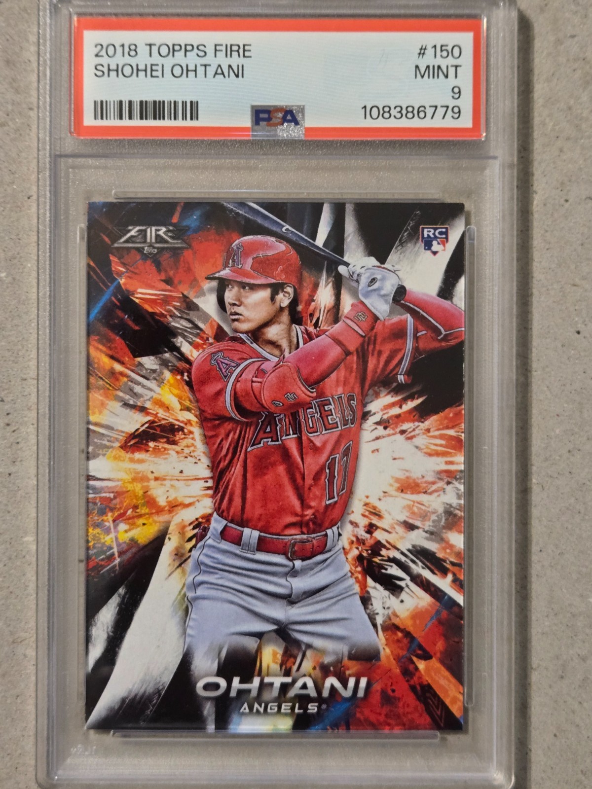 2018 TOPPS FIRE SHOHEI OHTANI ROOKIE CARD #150 GRADED PSA 9 MINT 2018 TOPPS FIRE SHOHEI OHTANI ROOKIE CARD #150 GRADED PSA 9 MINT