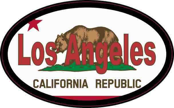 4 x 2.5 Oval Californian Flag Los Angeles Sticker Car Truck Vehicle Bumper Decal