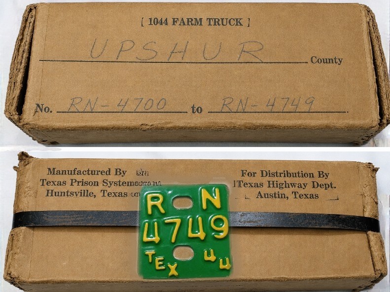 Mint 1944 TEXAS LICENSE PLATE TAB TX WWII WW2-- COMPLETE ORIGINAL BOX OF 50 Mint 1944 TEXAS LICENSE PLATE TAB TX WWII WW2-- COMPLETE ORIGINAL BOX OF 50
