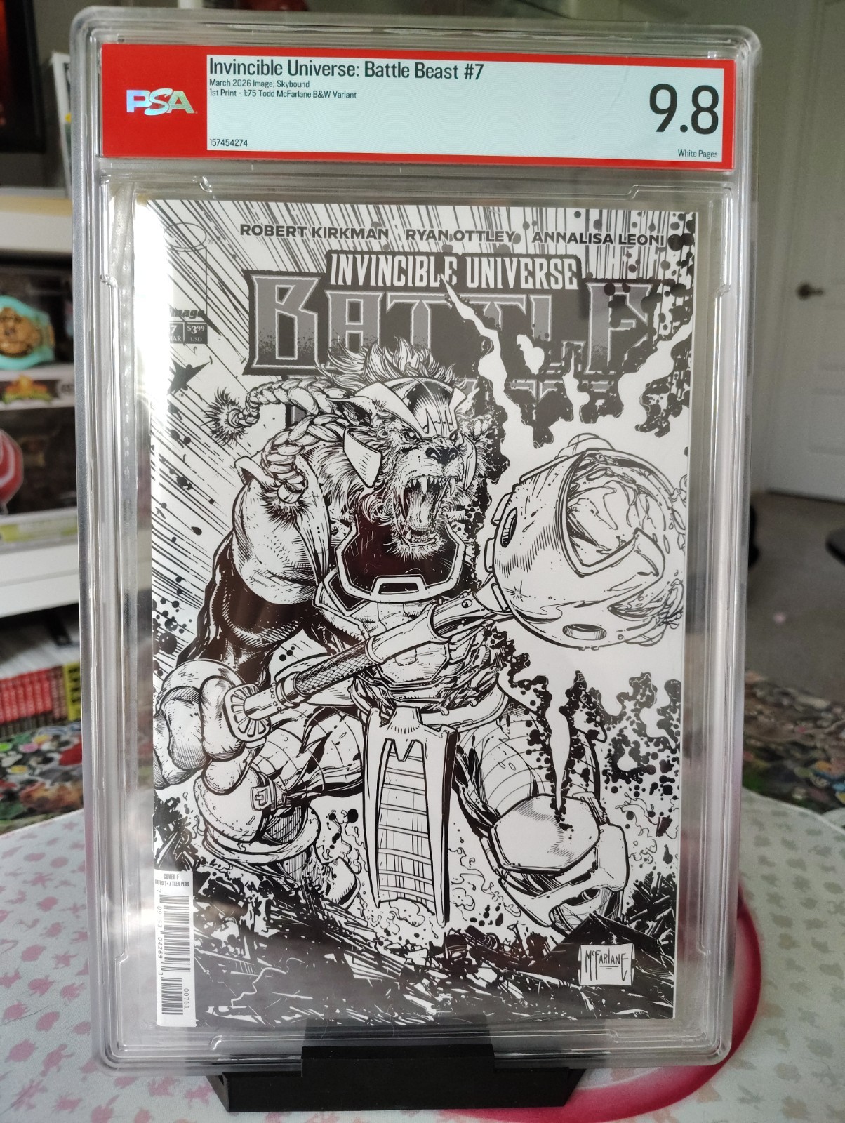 Invincible Universe Battle Beast #7 PSA 9.8 McFarlane 1:75 B&W Variant 2026 Invincible Universe Battle Beast #7 PSA 9.8 McFarlane 1:75 B&W Variant 2026