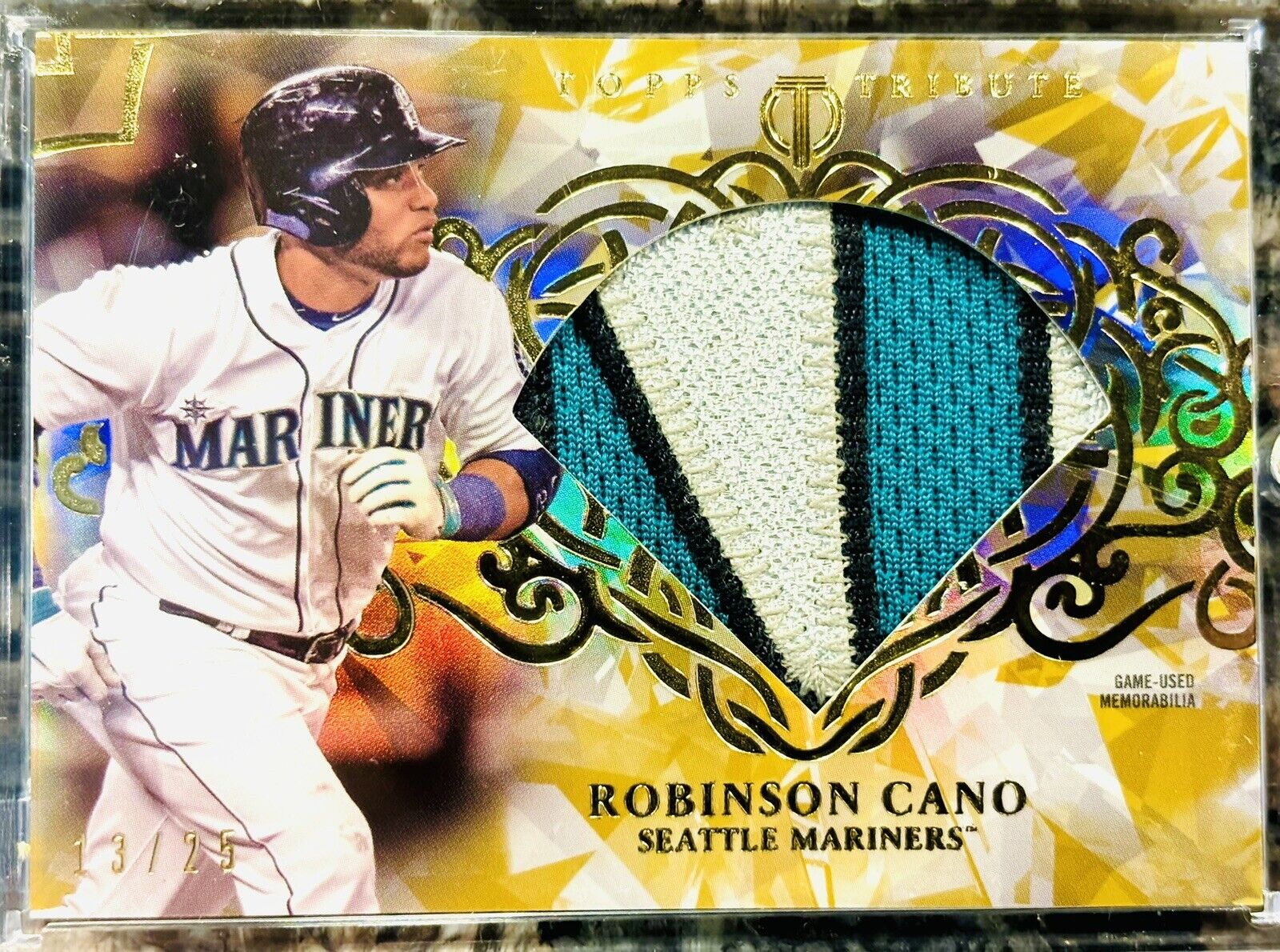 2015 TOPPS TRIBUTE DIAMOND CUTS RELIC ROBINSON CANO GAME USED JUMBO PATCH 13/25