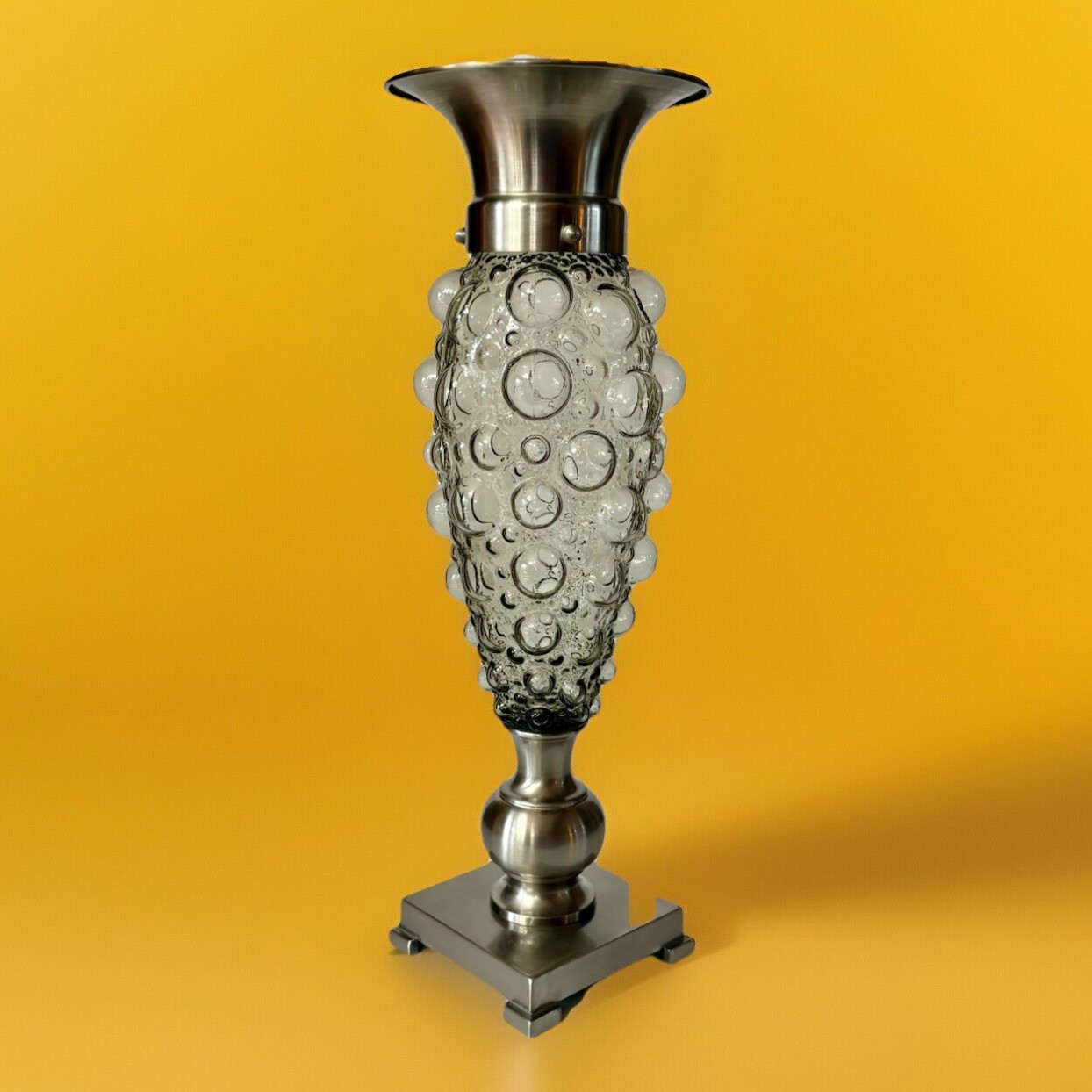 Vintage RARE Post Modern Pop Art 1980’s Smoked Bubble Glass 19” Figural Urn Vase Vintage RARE Post Modern Pop Art 1980’s Smoked Bubble Glass 19” Figural Urn Vase