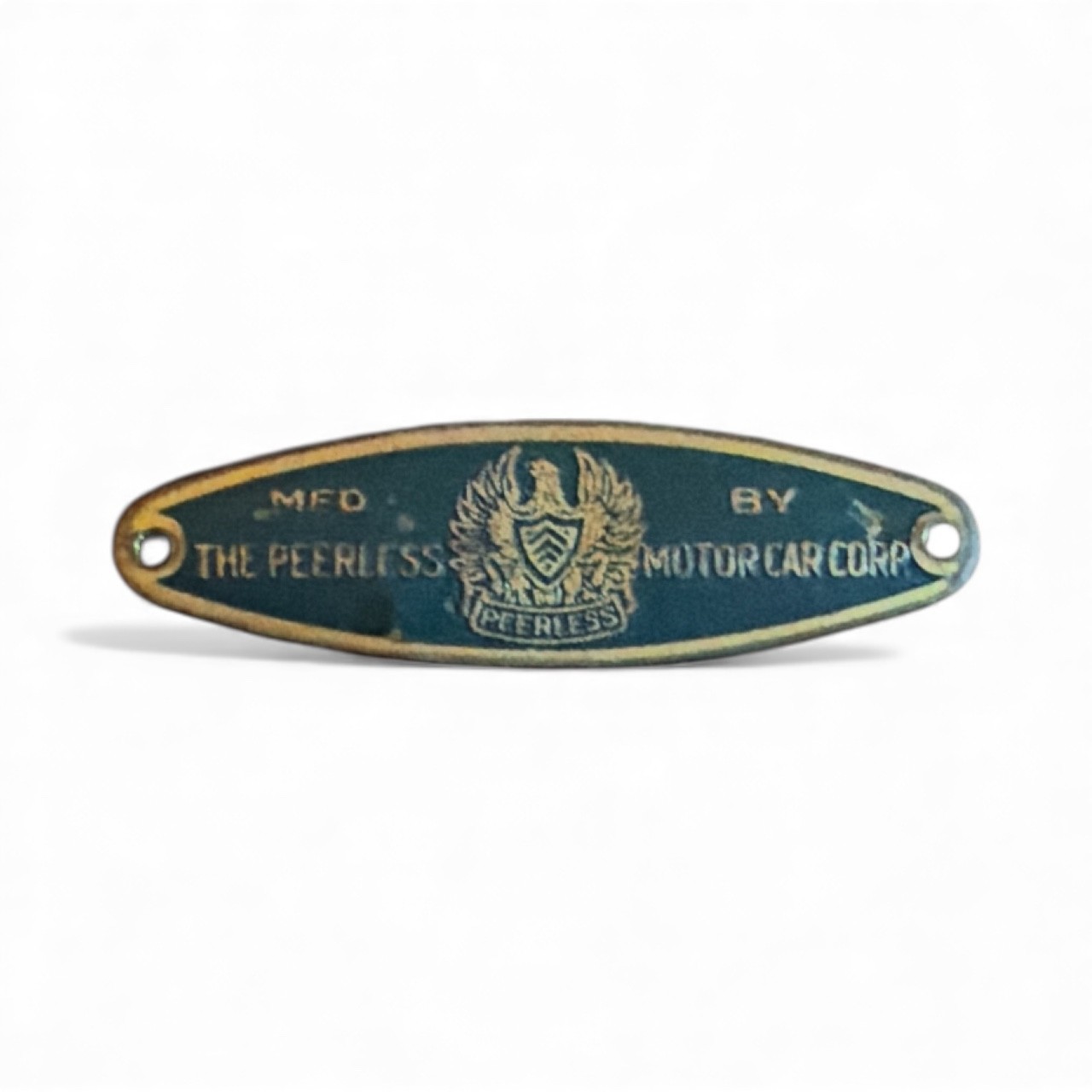 Peerless Body Tag Emblem Circa 1924-1929 Football Shape 1-7/8 Peerless Body Tag Emblem Circa 1924-1929 Football Shape 1-7/8