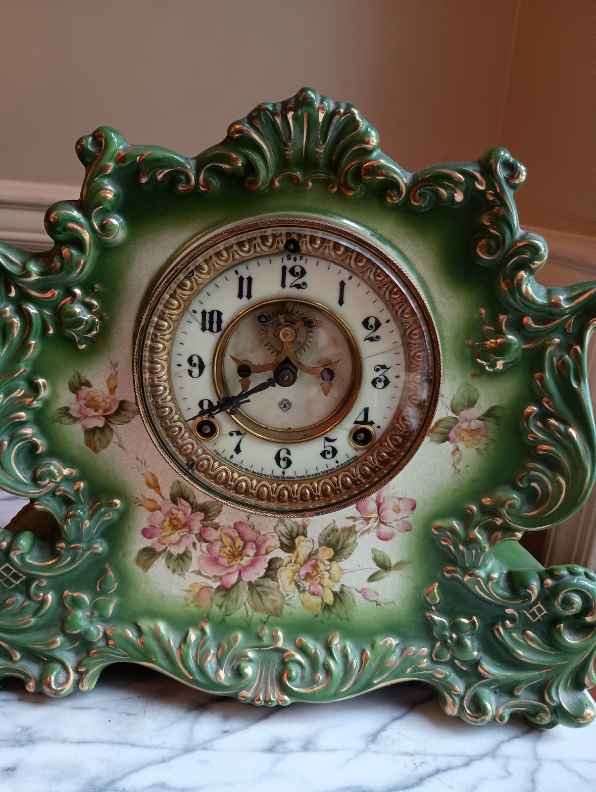 Lovely Ansonia Recluse Porcelain Clock, Circa 1901, No Key, Untested Lovely Ansonia Recluse Porcelain Clock, Circa 1901, No Key, Untested