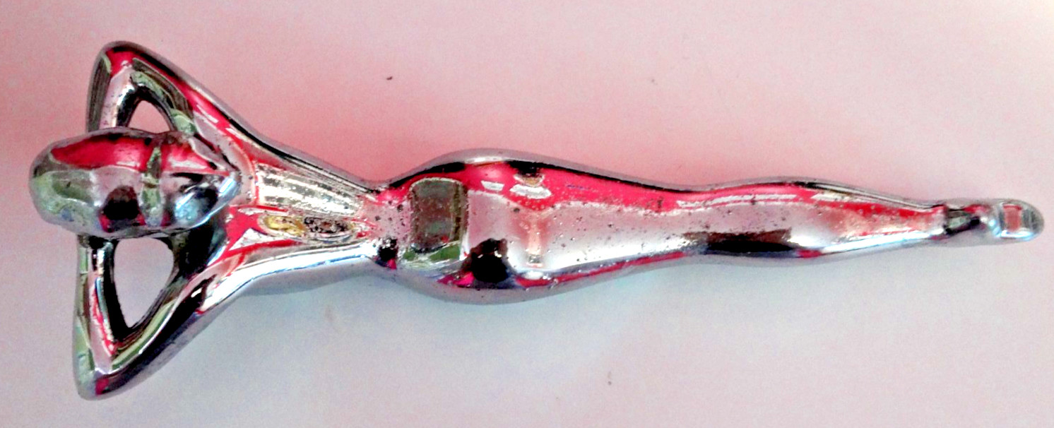 1950s-1960s Nash Hood Ornament Chrome Flying Lady Goddess by George Petty 1950s-1960s Nash Hood Ornament Chrome Flying Lady Goddess by George Petty