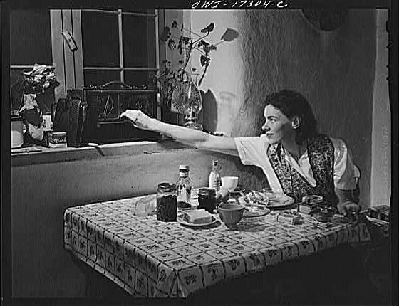 Photo:Penasco New Mexico 1930s Woman at Radio Kitchen Table